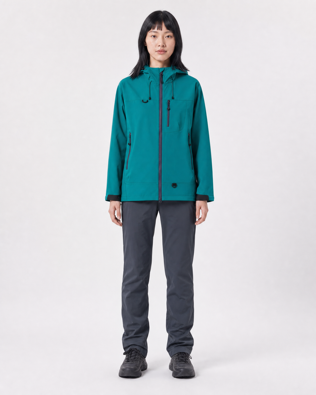 Pact Unisex Water-Repellent Hooded Windbreaker in Dark Green, front # Colour_Dark Green