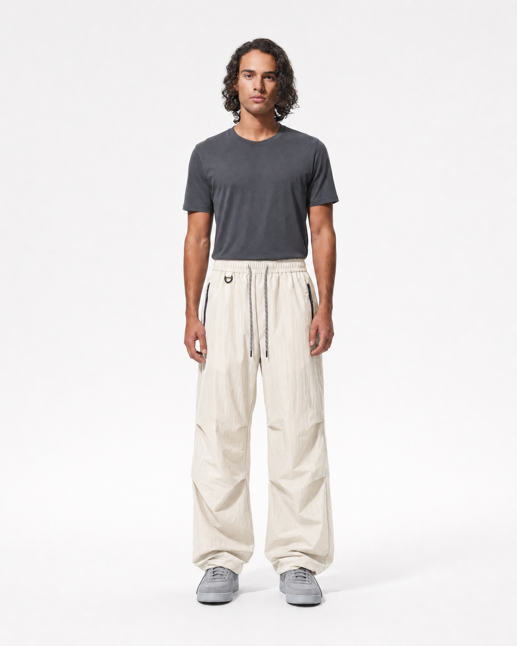 Women's water-repellent hiking trousers in khaki, front full length # Colour_Khaki