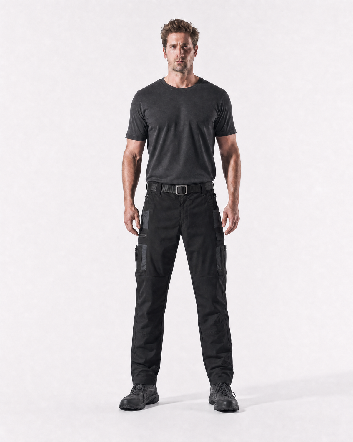 Pact men's water-repellent cargo work trousers — Black (Style 2) # Colour_Black