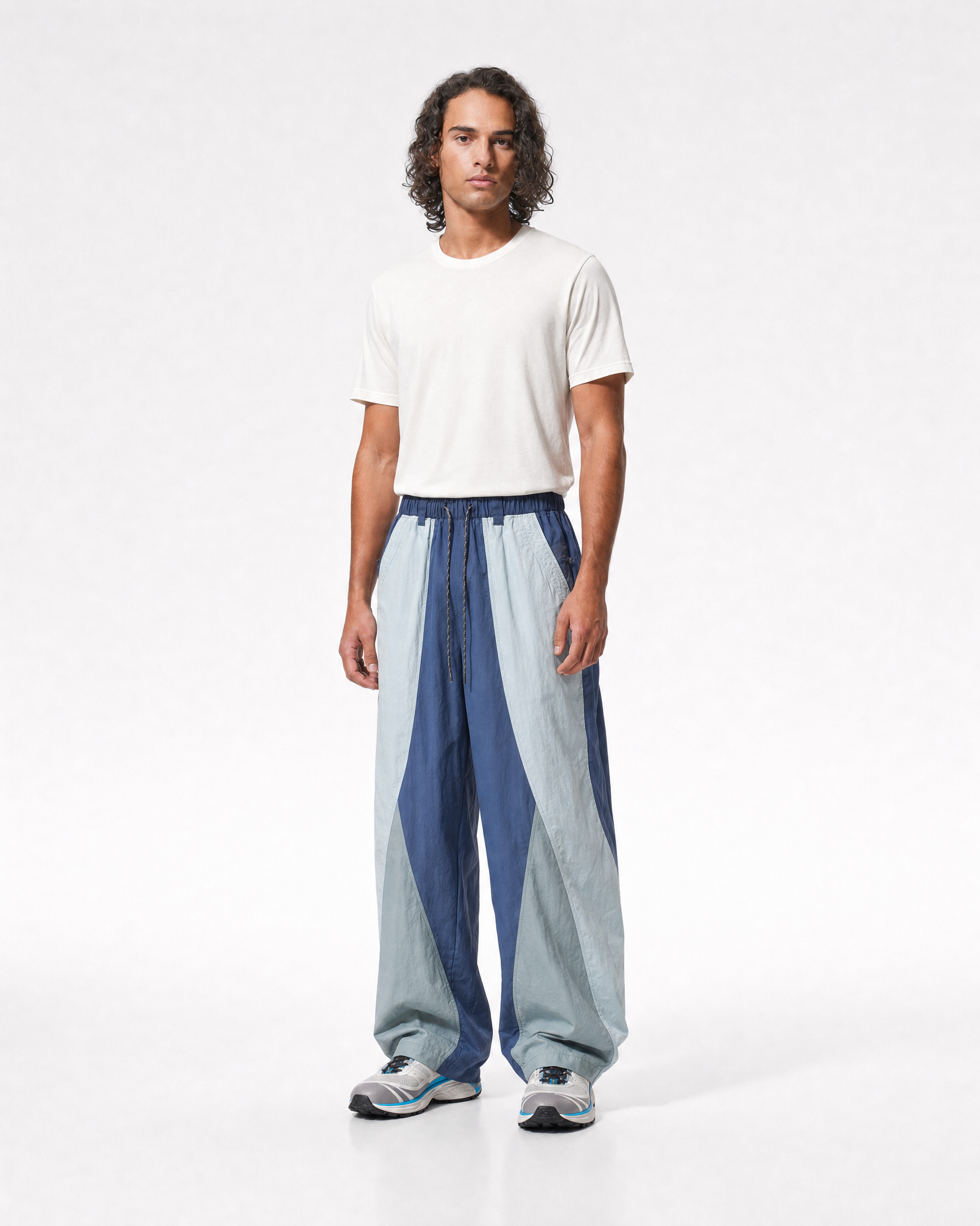 Pact wide-leg techwear cargo trousers — Blue # Colour_Blue