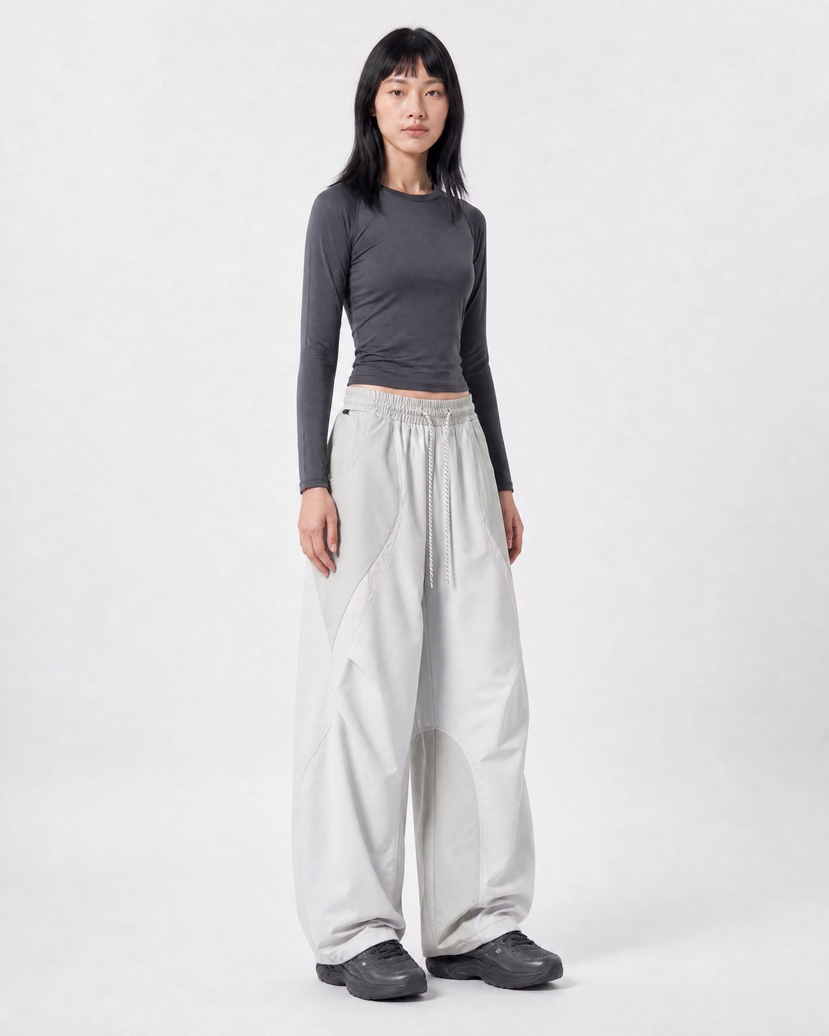 Pact wide-leg techwear cargo trousers — Light Grey # Colour_Light Grey
