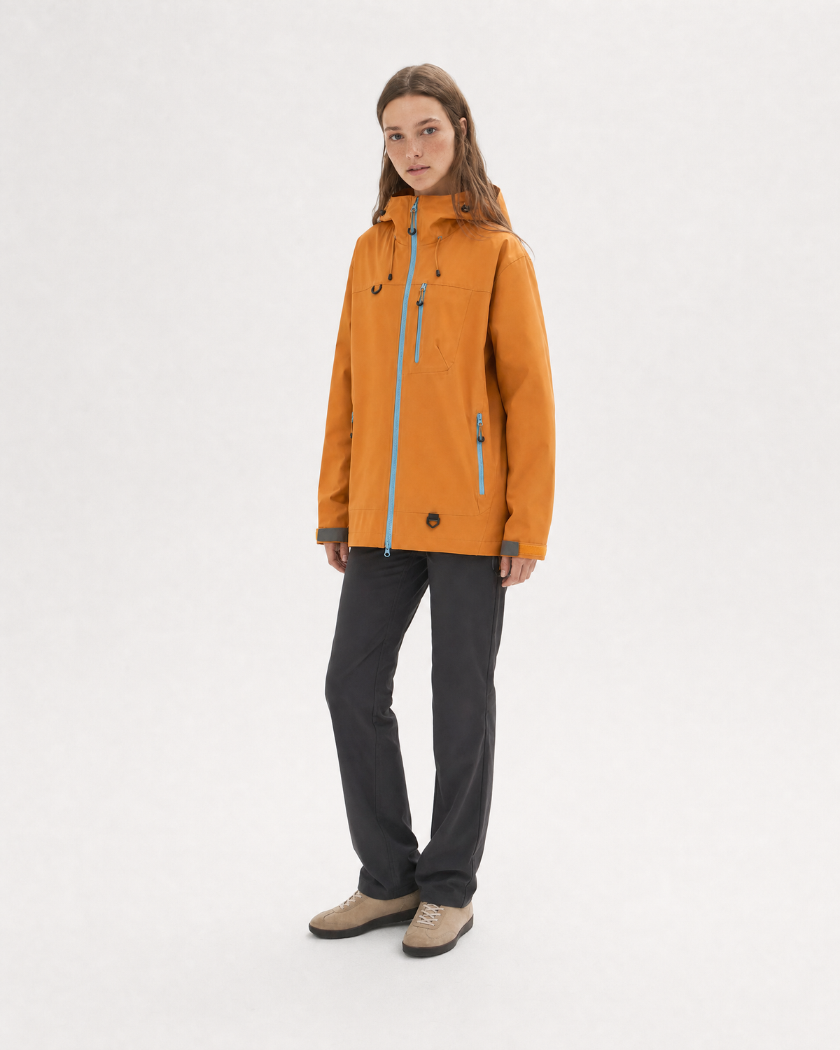 Pact Unisex Water-Repellent Hooded Windbreaker in Orange, three-quarter # Colour_Orange