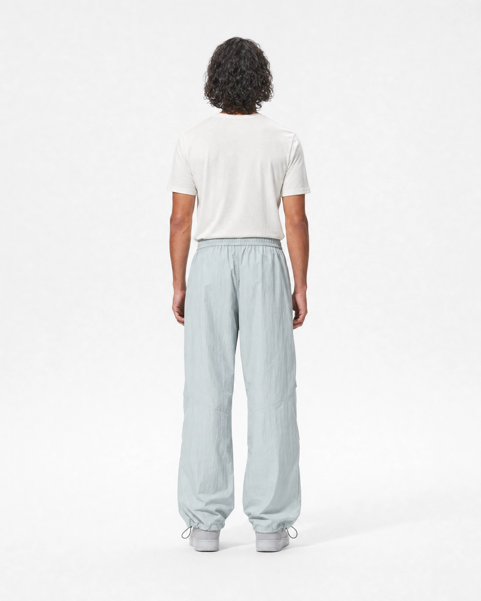 Women's water-repellent hiking trousers in grey-blue, back view # Colour_Grey-Blue