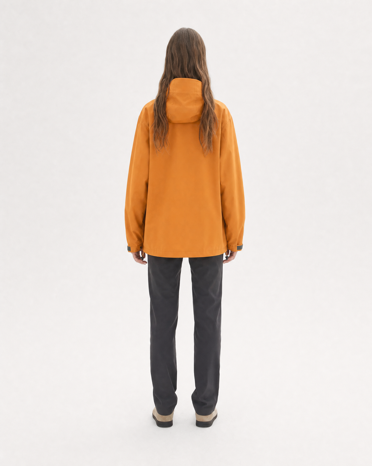 Pact Unisex Water-Repellent Hooded Windbreaker in Orange, back # Colour_Orange