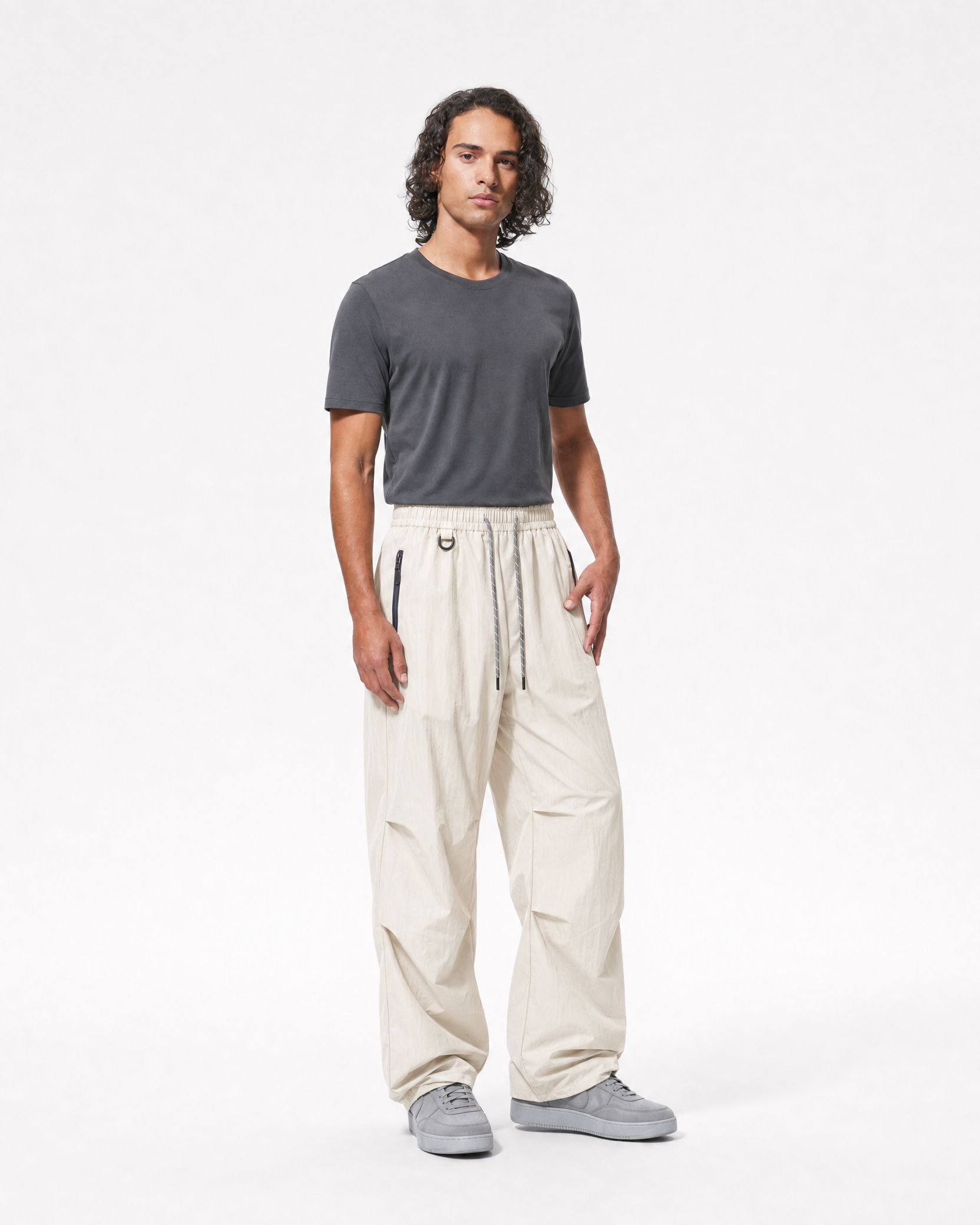 Women's water-repellent hiking trousers in khaki, relaxed full length # Colour_Khaki