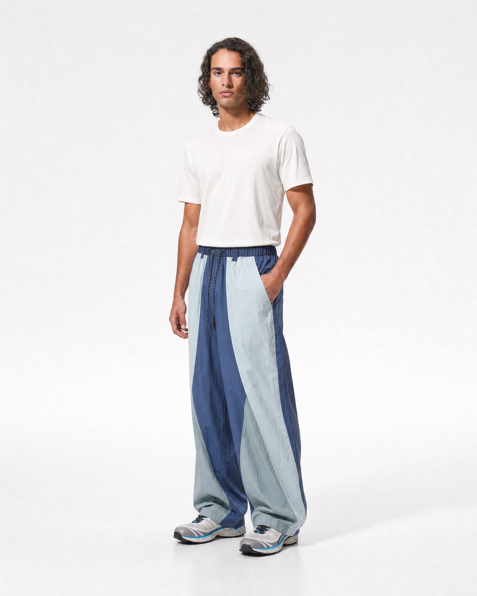 Pact wide-leg techwear cargo trousers — Blue # Colour_Blue