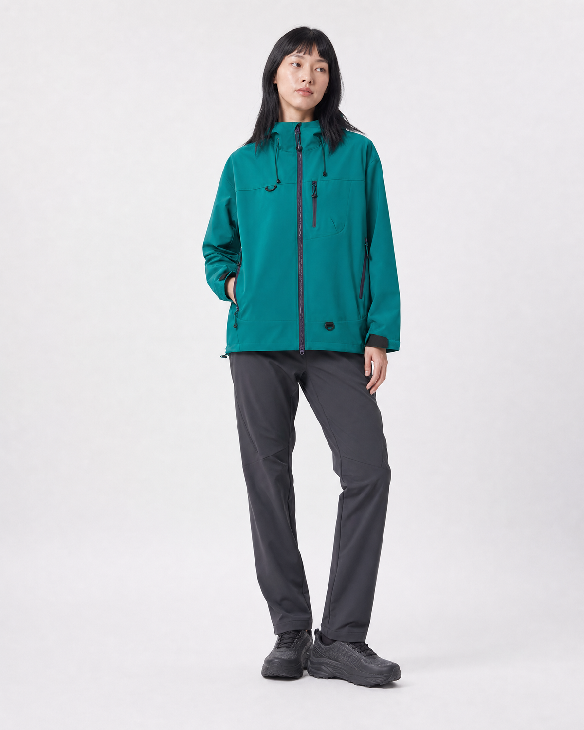 Pact Unisex Water-Repellent Hooded Windbreaker in Dark Green, lifestyle # Colour_Dark Green