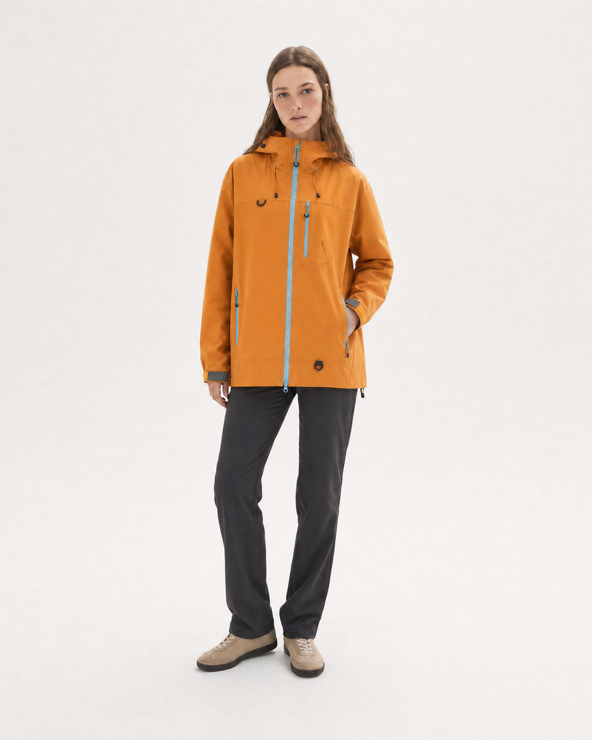 Pact Unisex Water-Repellent Hooded Windbreaker in Orange, lifestyle # Colour_Orange