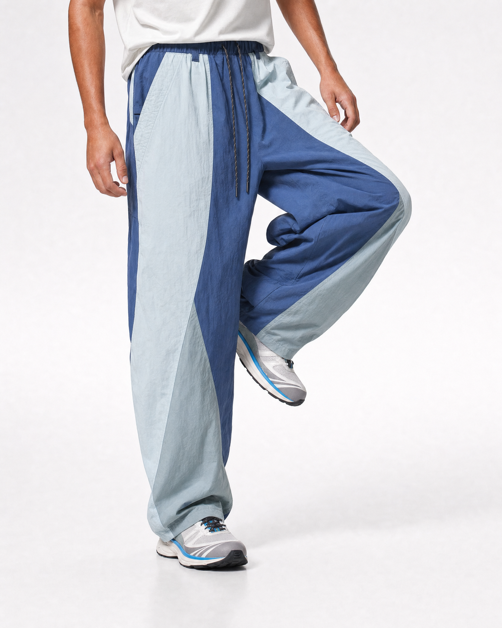 Pact wide-leg techwear cargo trousers — Blue # Colour_Blue
