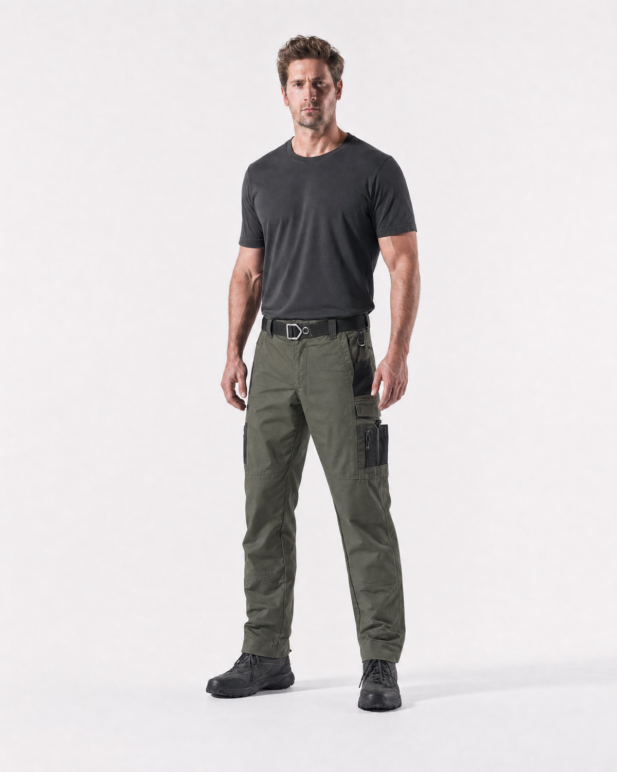 Pact men's water-repellent cargo work trousers — Green (Style 2) # Colour_Green