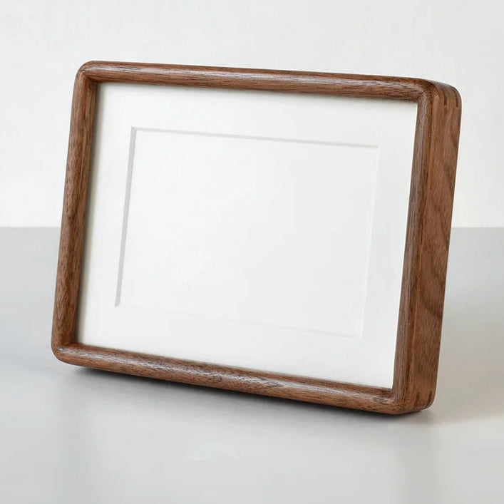 Solid Walnut Mortise and Tenon Corner round Photo Frame Premium Hardwood Wedding Dress Picture Frame Wooden Display Frame