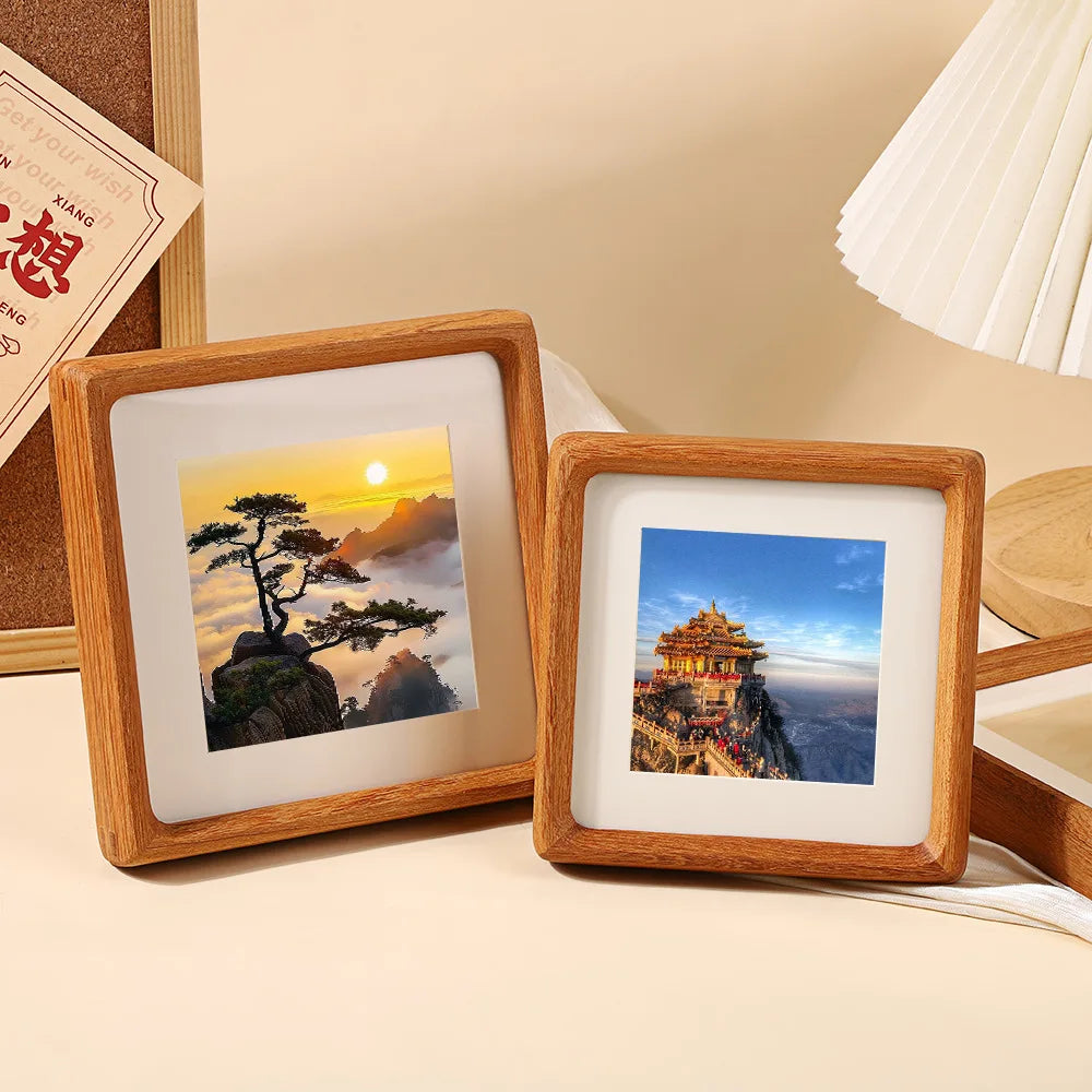 Square Teakwood Photo Frame High-Grade 10X10Cm 20X20Cm 25X25Cm Wedding Picture Frame Stand for Pictures Home Desktop Decor Gift