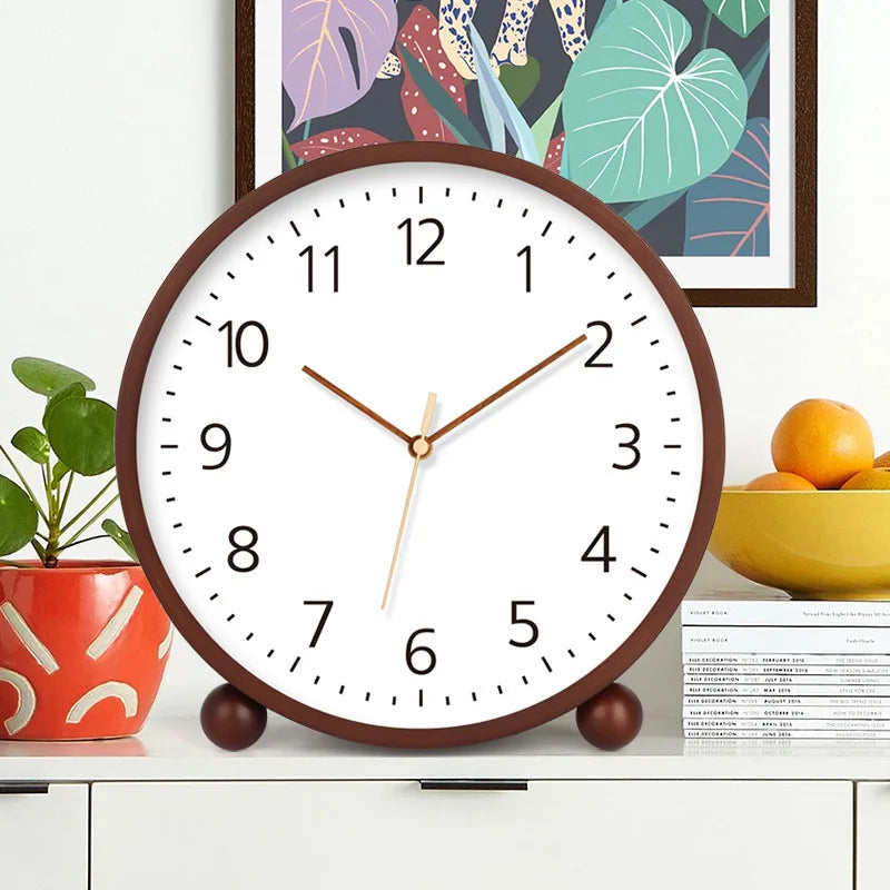 8/10/12 Inch Solid Wood Desk Clock Log Pendulum Ball Three-Dimensional Solid Wood Numbers Living Room Decoration Clock