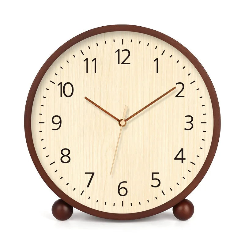8/10/12 Inch Solid Wood Desk Clock Log Pendulum Ball Three-Dimensional Solid Wood Numbers Living Room Decoration Clock