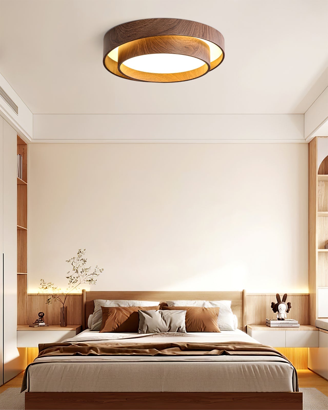 Arden | LED Ceiling Light Fixture with Walnut Finish & Dimmable Feature | Modern Flush Ceiling Lights for Ambient Illumination 4