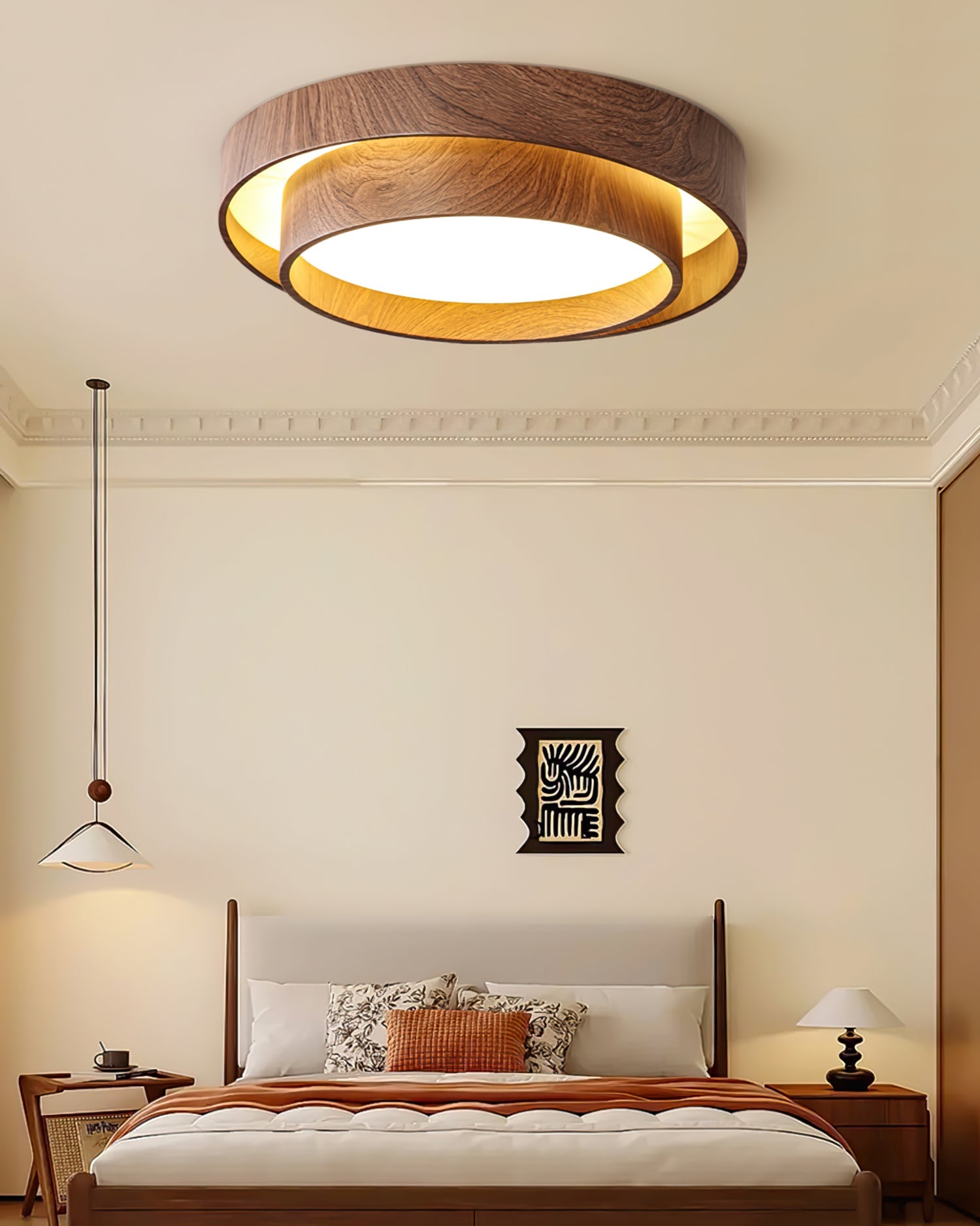 Arden | LED Ceiling Light Fixture with Walnut Finish & Dimmable Feature | Modern Flush Ceiling Lights for Ambient Illumination 6