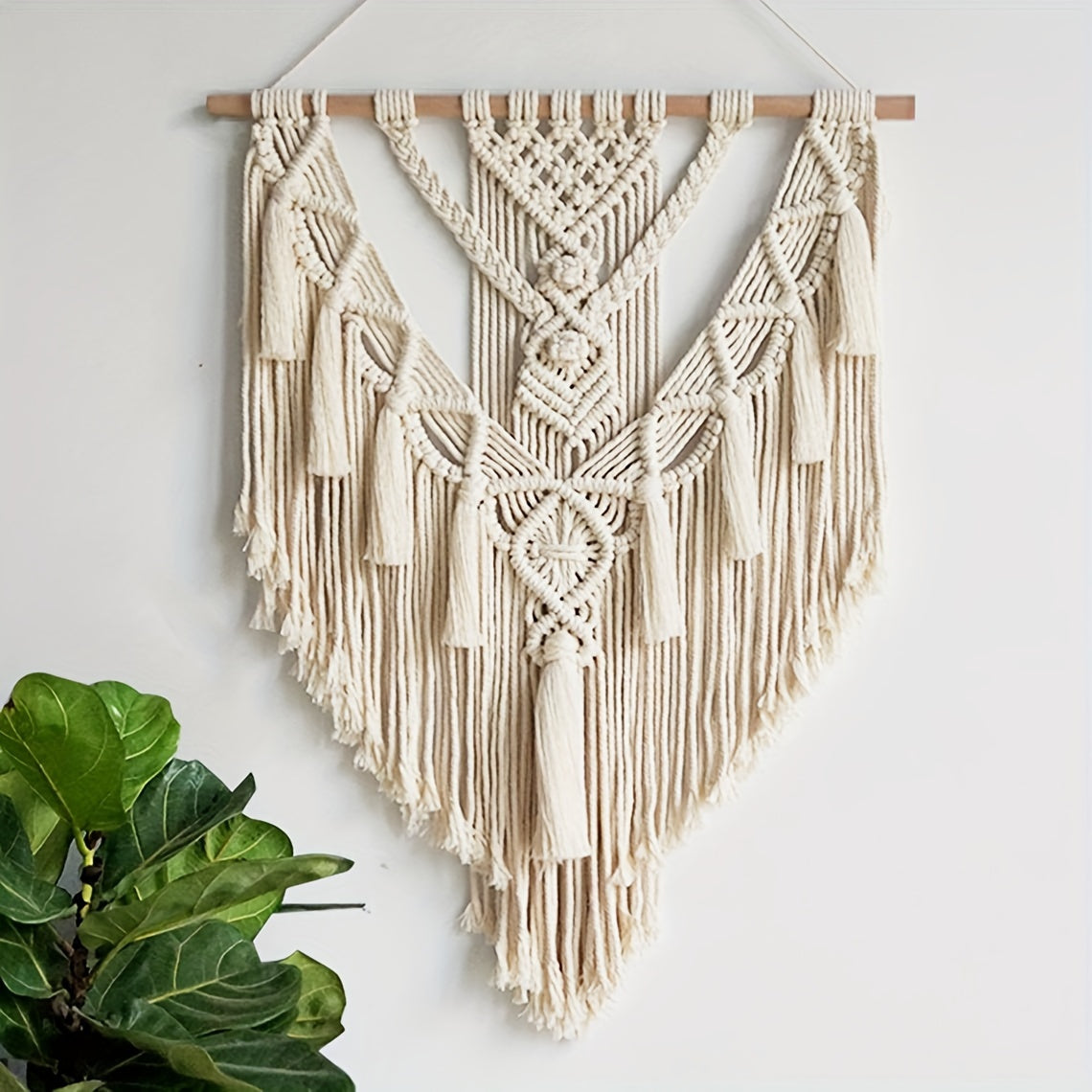 Artisanal Macrame Wall Hanging | Handcrafted Woven Tapestry with Cascading Fringe | Boho Decor for Warmth and Texture 2