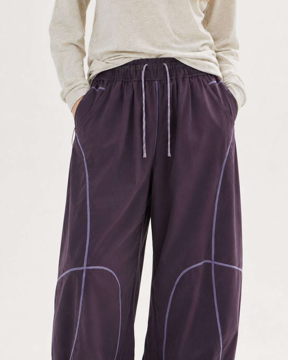 Pact Quick-Dry Wide-Leg Trousers in Purple, detail # Colour_Purple
