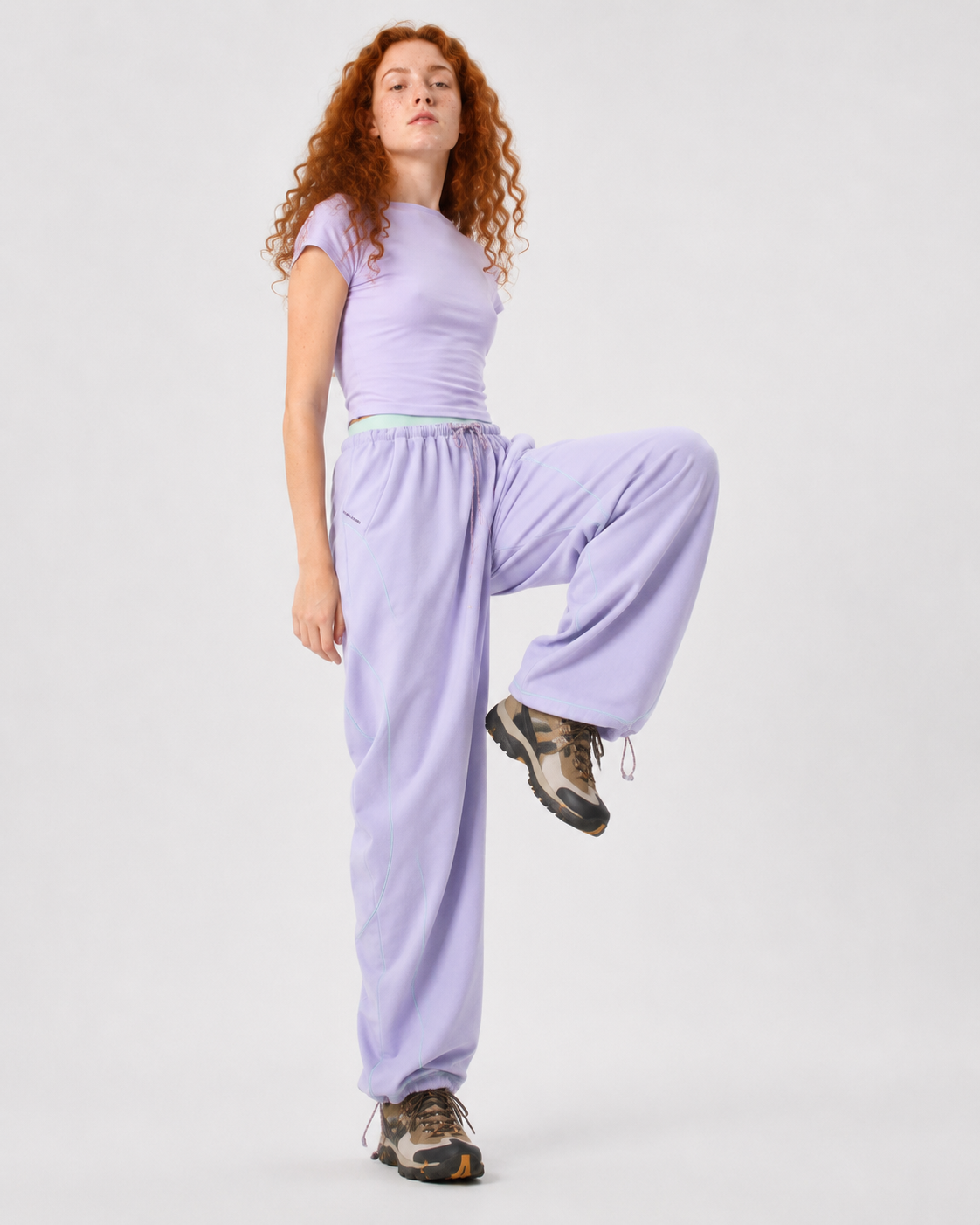 Pact Quick-Dry Wide-Leg Trousers in Light Purple, three-quarter # Colour_Light Purple