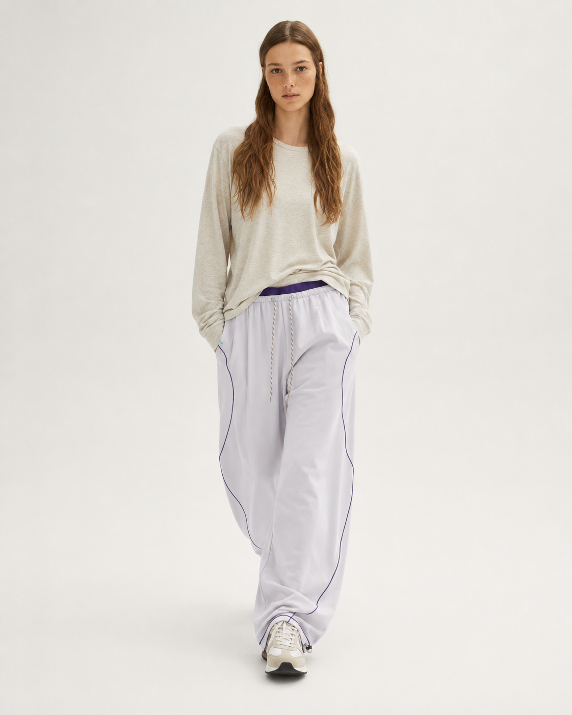 Pact Quick-Dry Wide-Leg Trousers in Cloud White, front # Colour_Cloud White