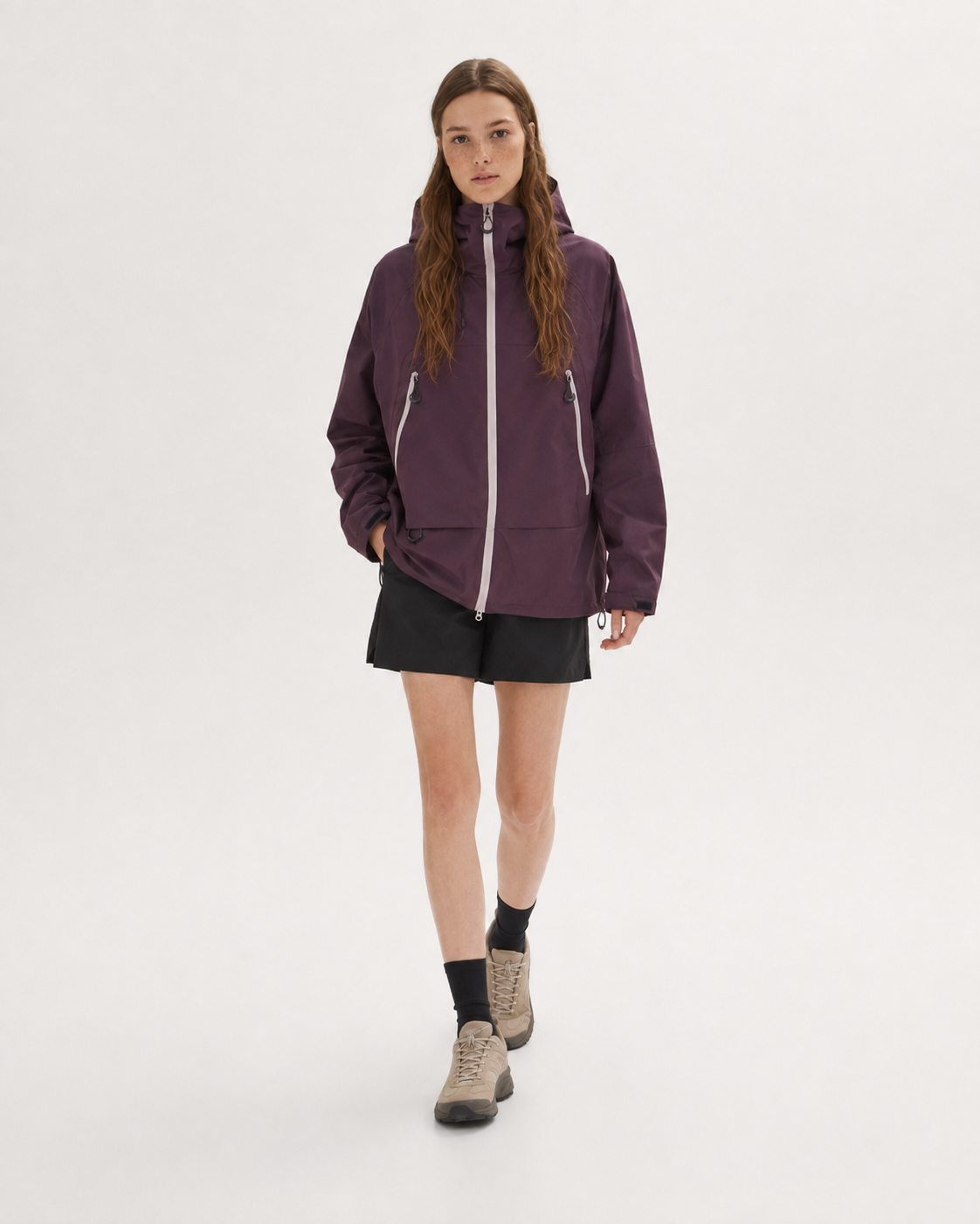 Pact Water-Repellent Windbreaker Hiking Jacket in Purple, view 7 # Colour_Purple