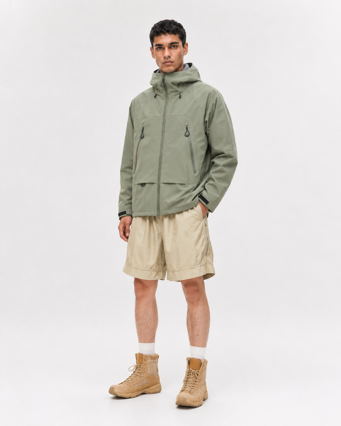 Pact Water-Repellent Windbreaker Hiking Jacket in Green, view 1 # Colour_Green