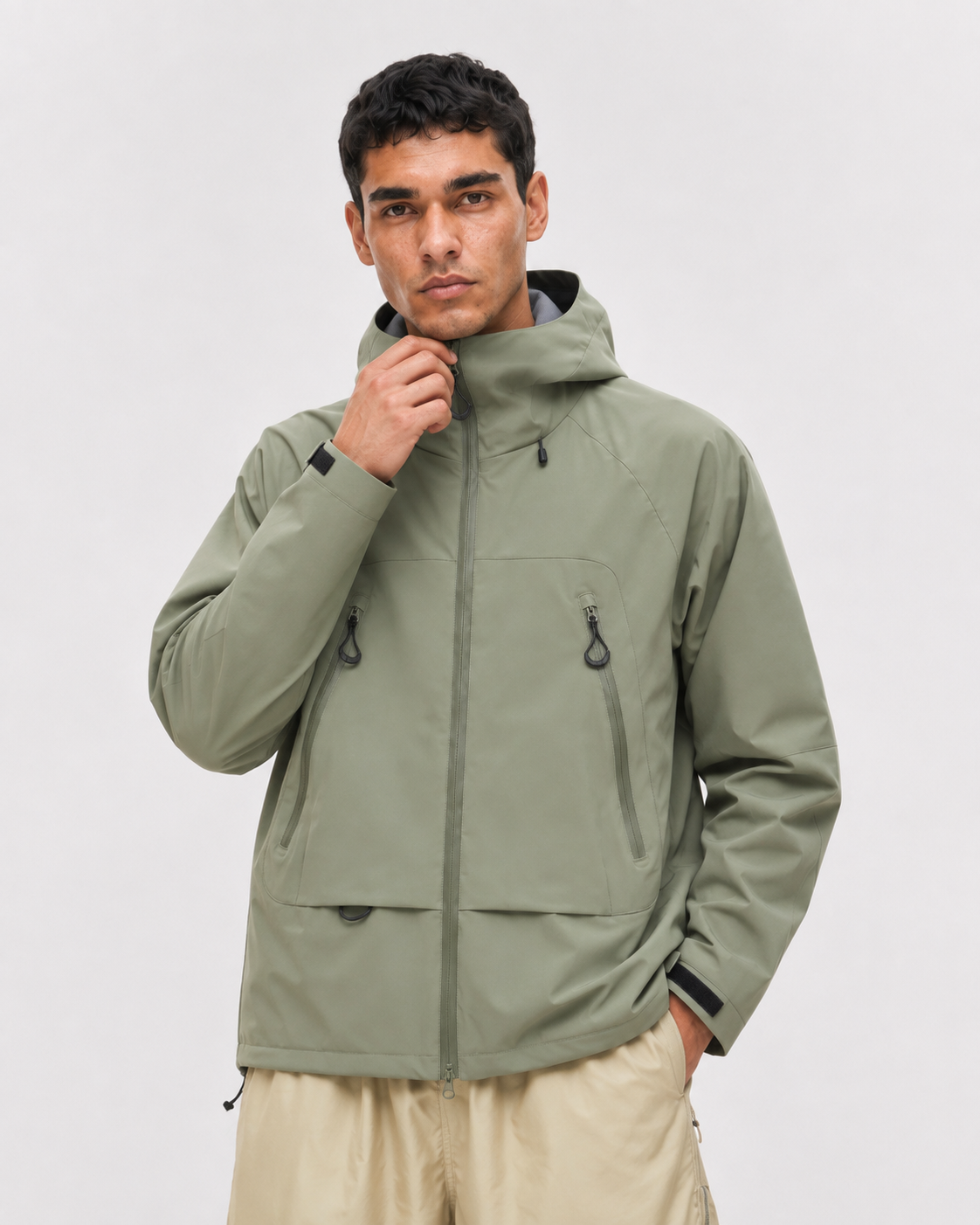 Pact Water-Repellent Windbreaker Hiking Jacket in Green, view 4 # Colour_Green