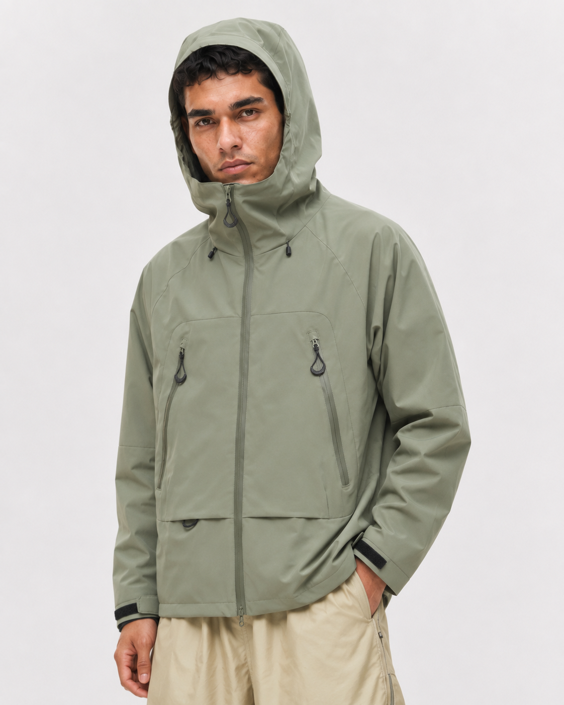 Pact Water-Repellent Windbreaker Hiking Jacket in Green, view 5 # Colour_Green