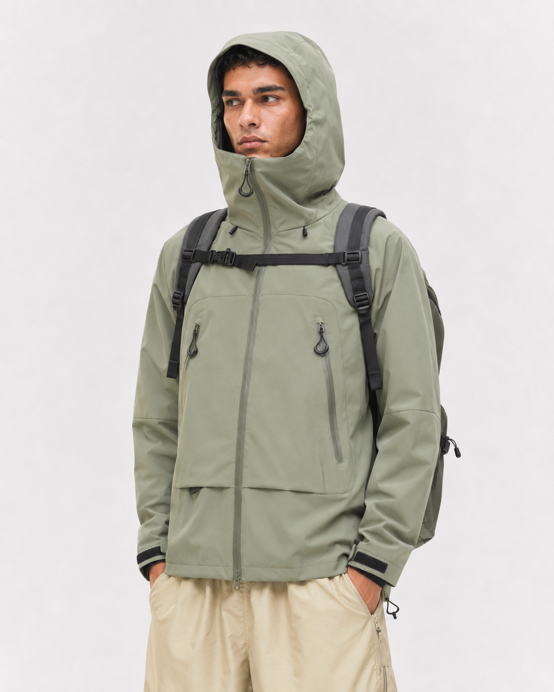 Pact Water-Repellent Windbreaker Hiking Jacket in Green, view 6 # Colour_Green