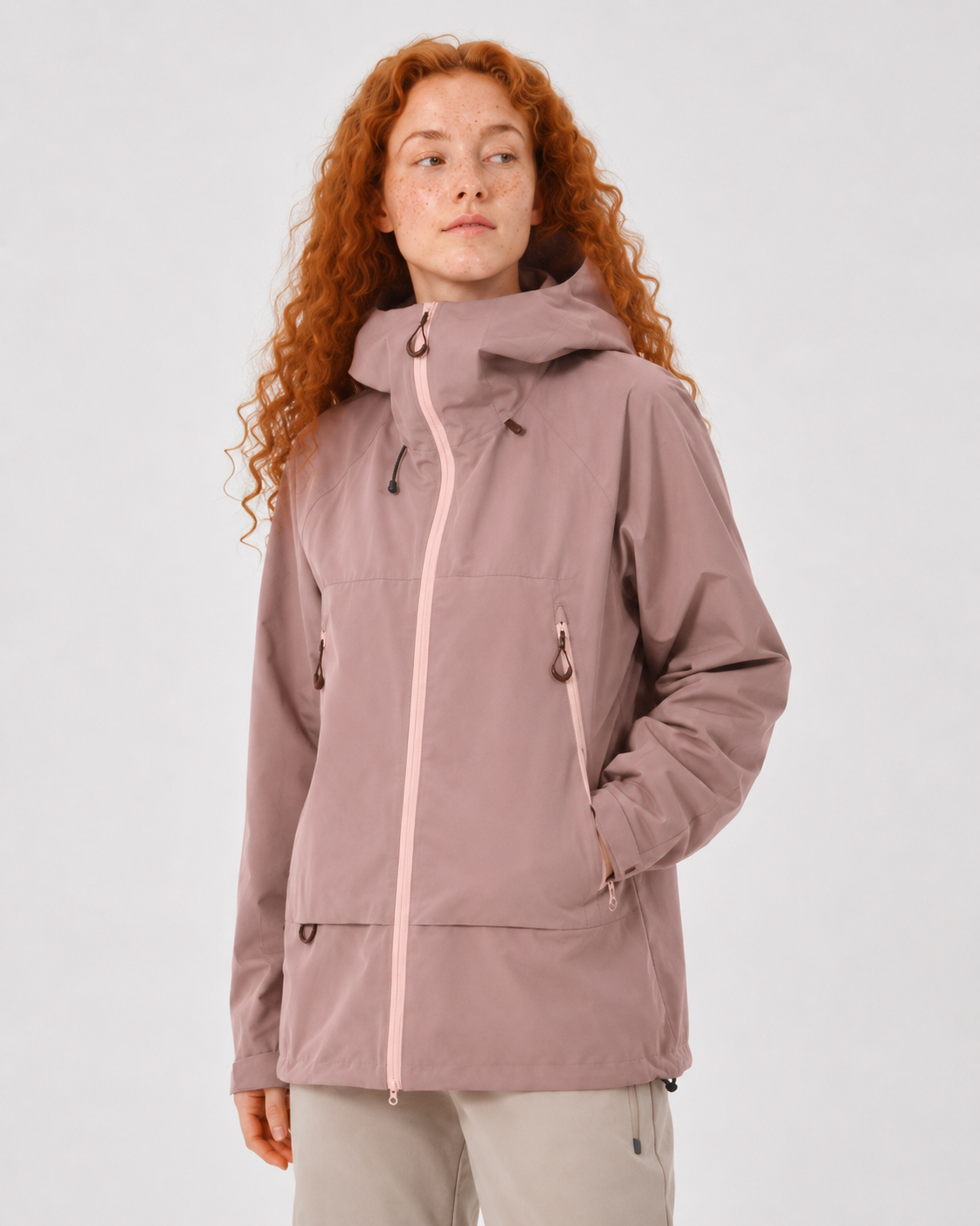 Pact Water-Repellent Windbreaker Hiking Jacket in Pink, view 3 # Colour_Pink