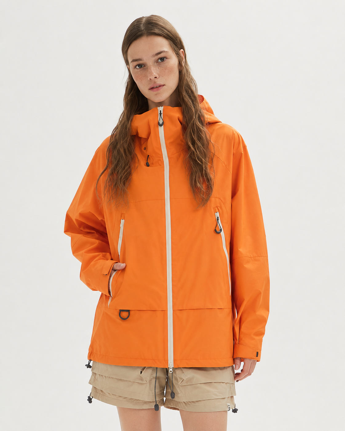 Pact Water-Repellent Windbreaker Hiking Jacket in Orange, view 1 # Colour_Orange