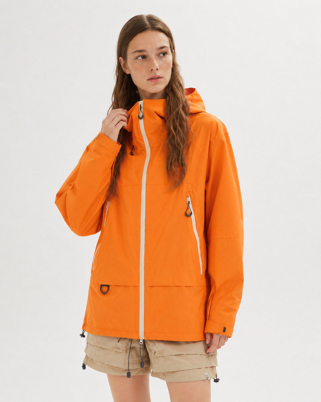 Pact Water-Repellent Windbreaker Hiking Jacket in Orange, view 2 # Colour_Orange