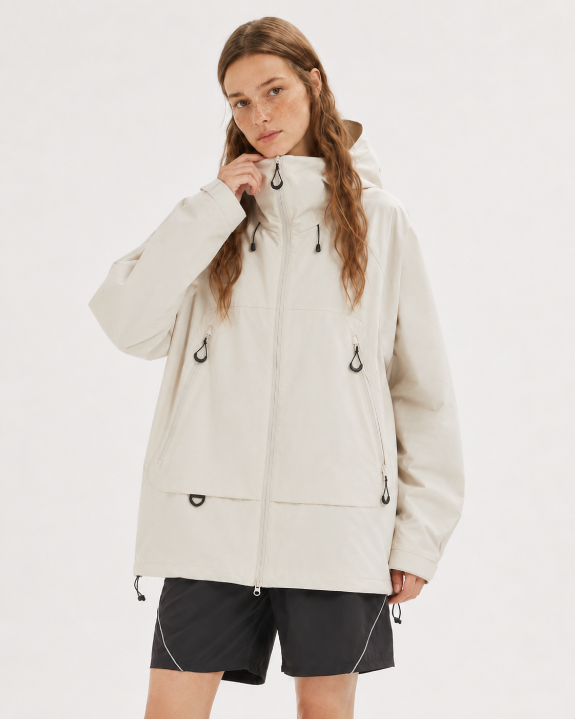 Pact Water-Repellent Windbreaker Hiking Jacket in White, view 2 # Colour_White