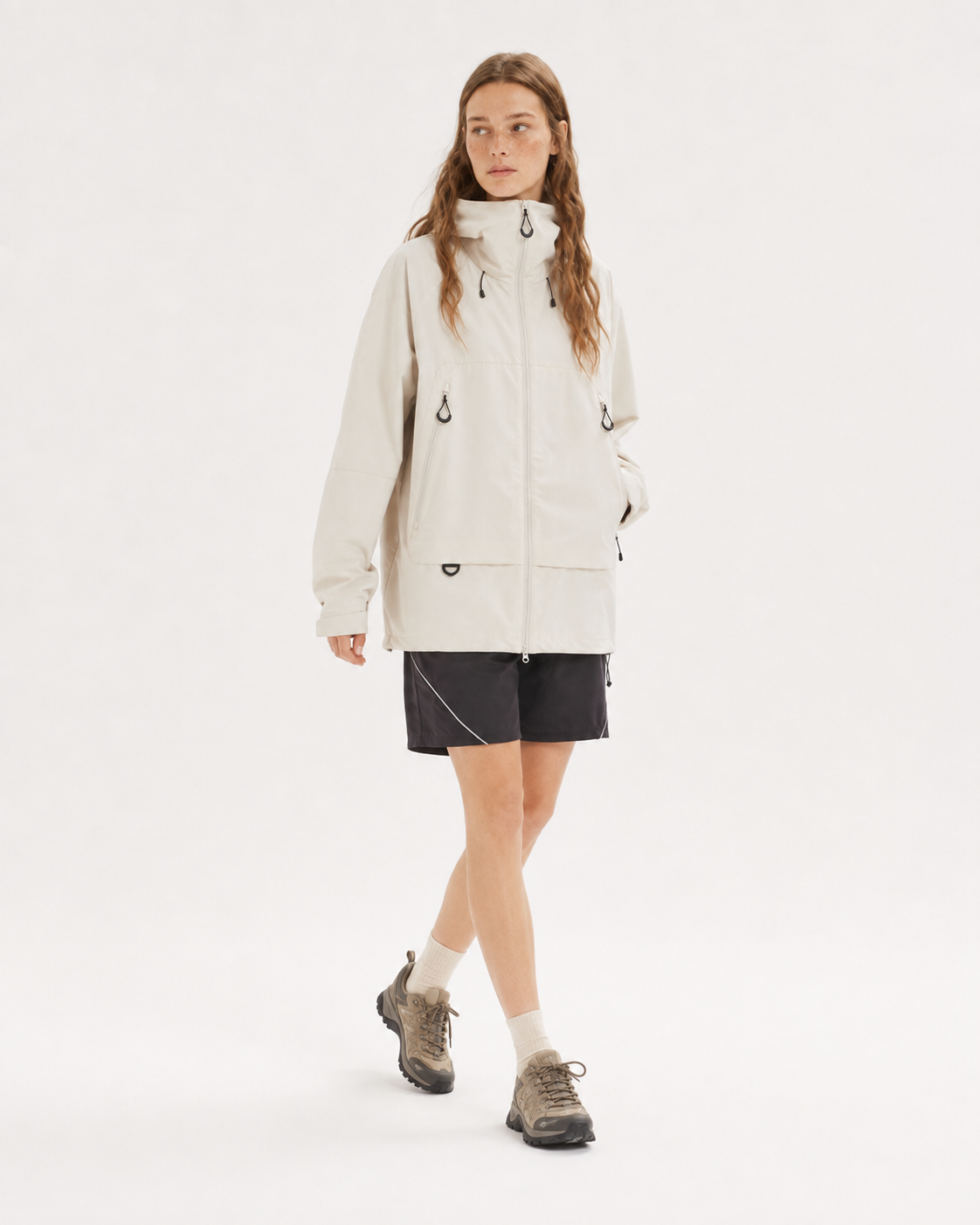 Pact Water-Repellent Windbreaker Hiking Jacket in White, view 5 # Colour_White