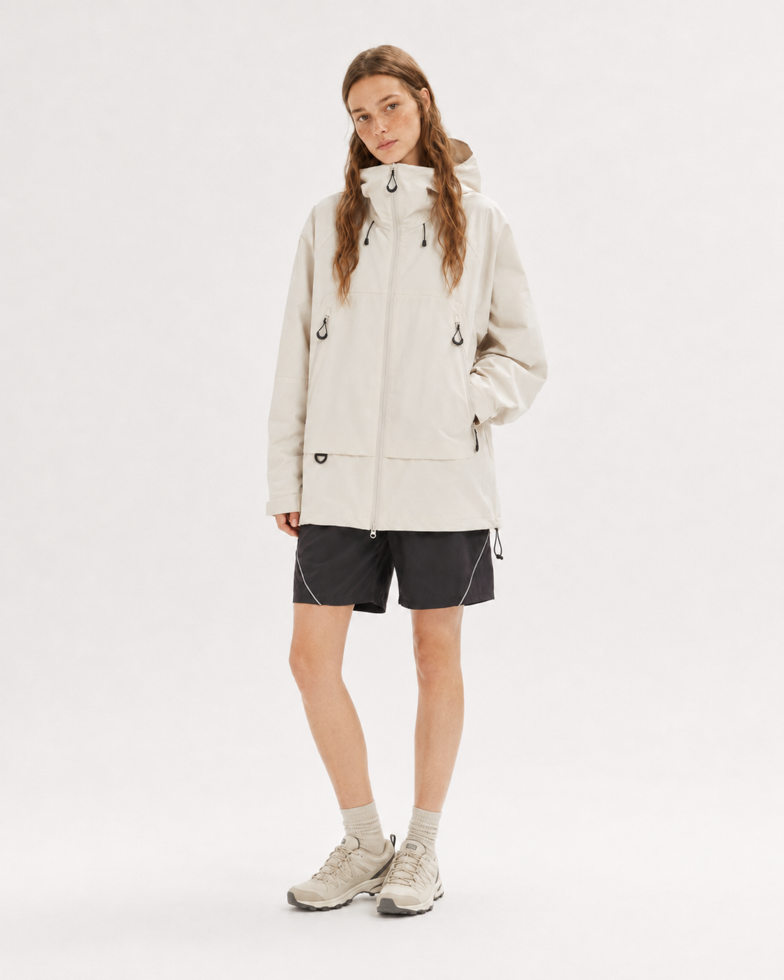 Pact Water-Repellent Windbreaker Hiking Jacket in White, view 6 # Colour_White