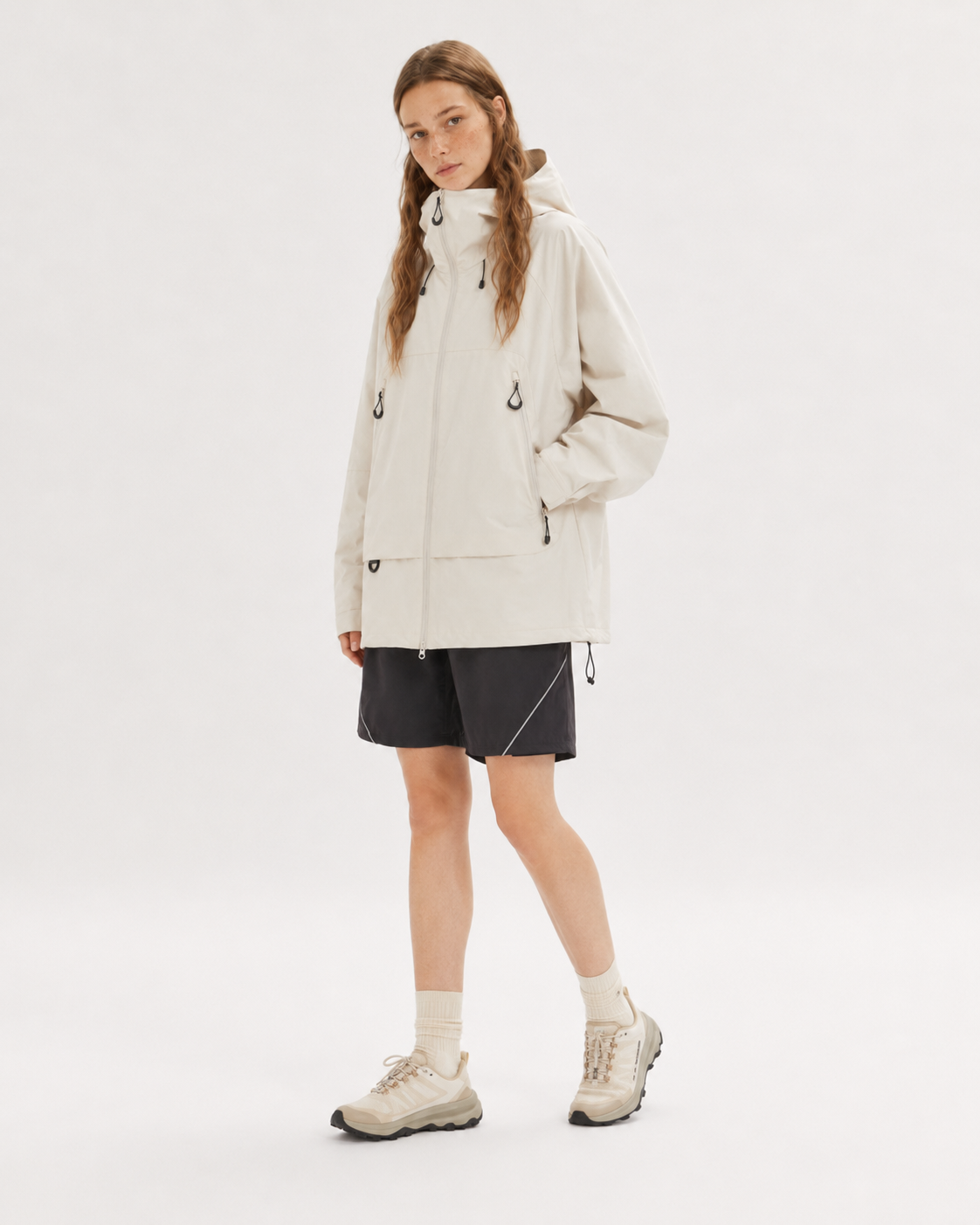 Pact Water-Repellent Windbreaker Hiking Jacket in White, view 7 # Colour_White