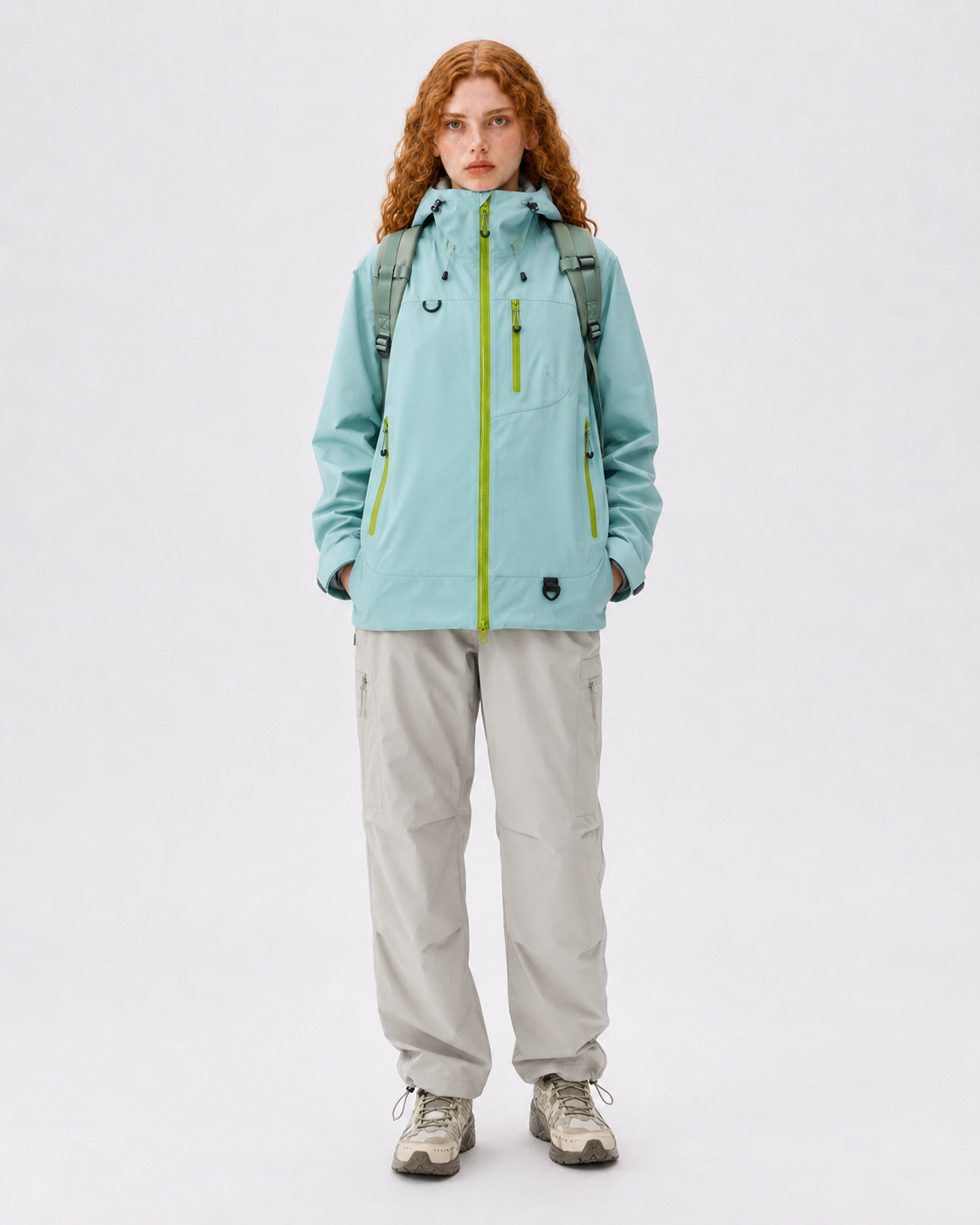 Pact Unisex Water-Repellent Hooded Windbreaker in Light Green, view 1 # Colour_Light Green