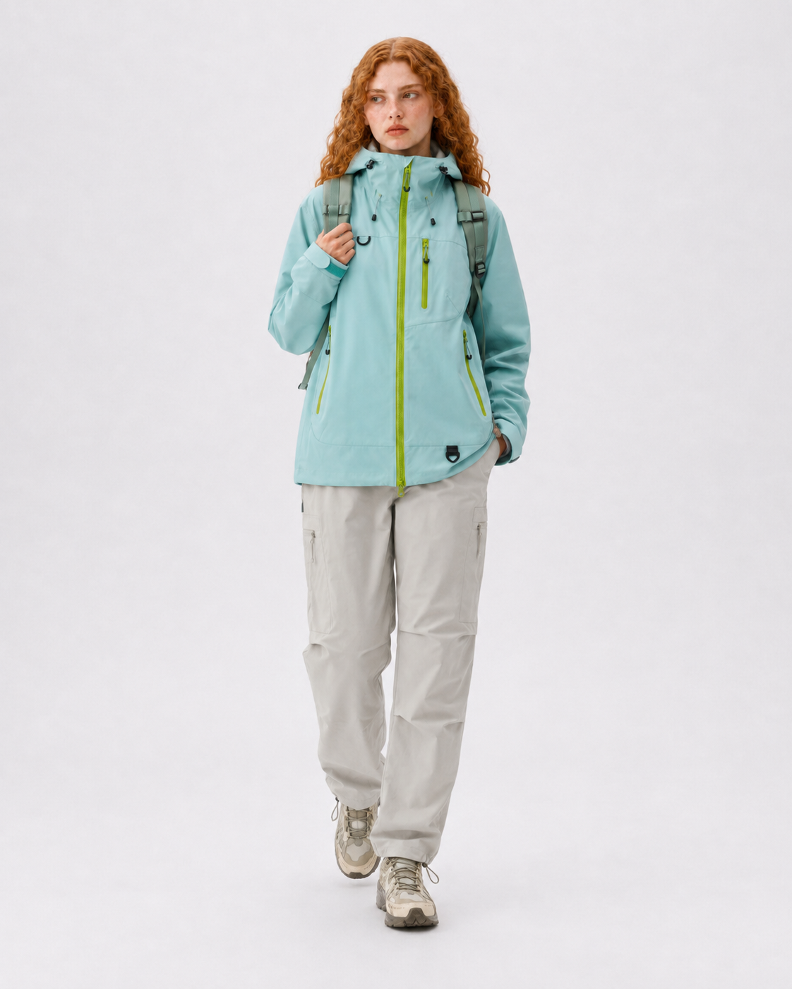 Pact Unisex Water-Repellent Hooded Windbreaker in Light Green, view 3 # Colour_Light Green