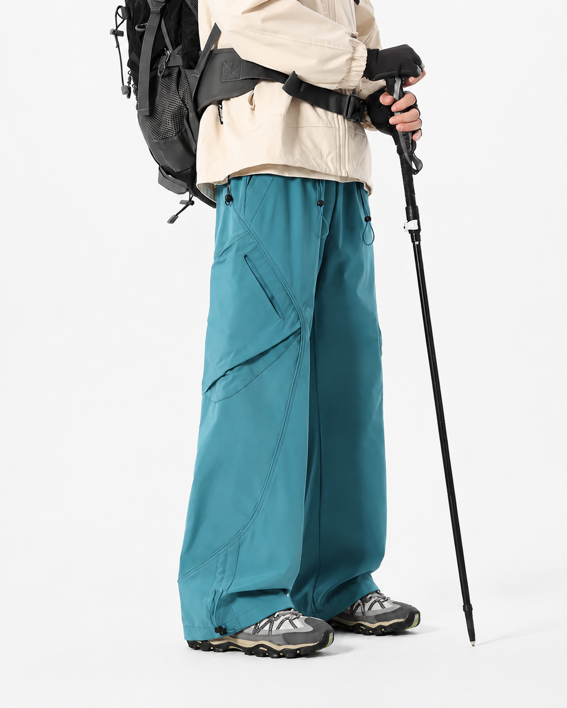 Pact Water-Repellent Straight-Leg Cargo Trousers in Blue, three-quarter # Colour_Blue