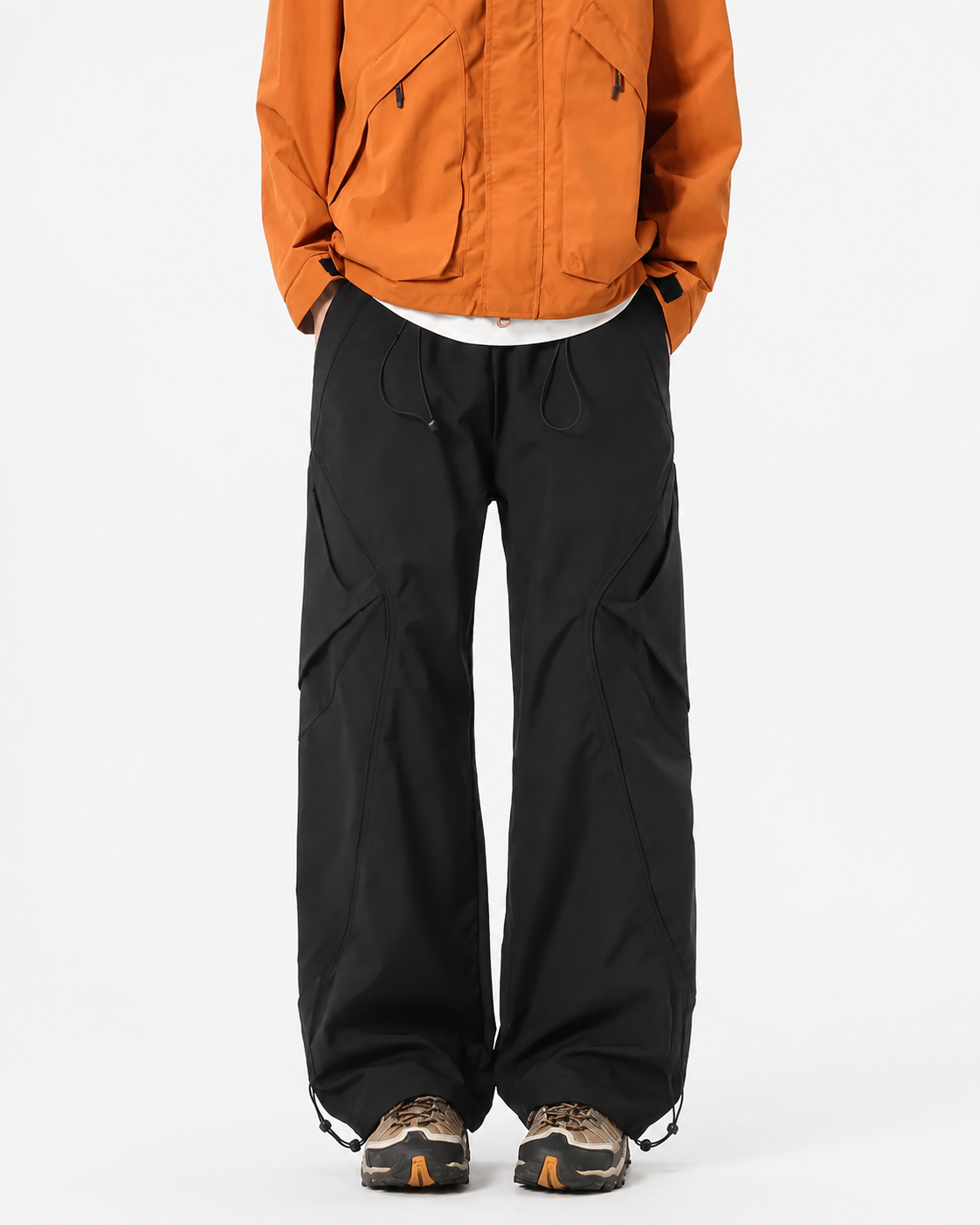 Pact Water-Repellent Straight-Leg Cargo Trousers in Black, three-quarter # Colour_Black