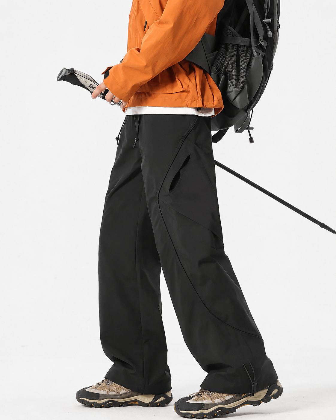Pact Water-Repellent Straight-Leg Cargo Trousers in Black, detail # Colour_Black