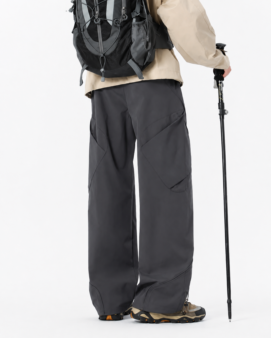 Pact Water-Repellent Straight-Leg Cargo Trousers in Grey, front # Colour_Grey
