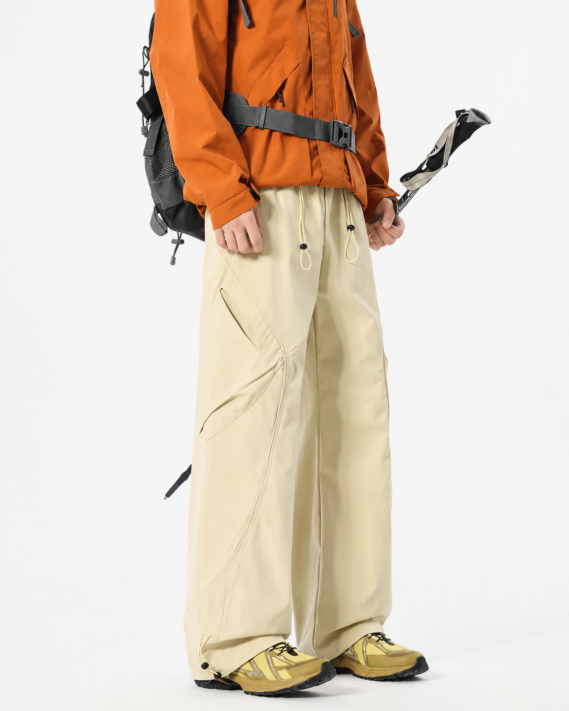 Pact Water-Repellent Straight-Leg Cargo Trousers in Yellow, three-quarter # Colour_Yellow