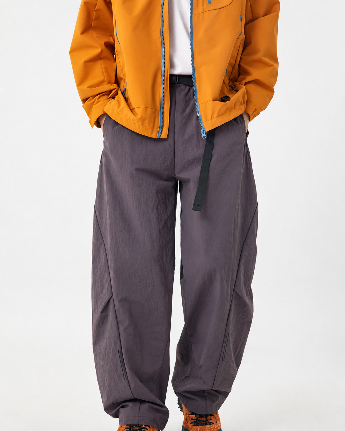 Pact Water-Repellent Parachute Cargo Trousers in Purple, three-quarter # Colour_Purple
