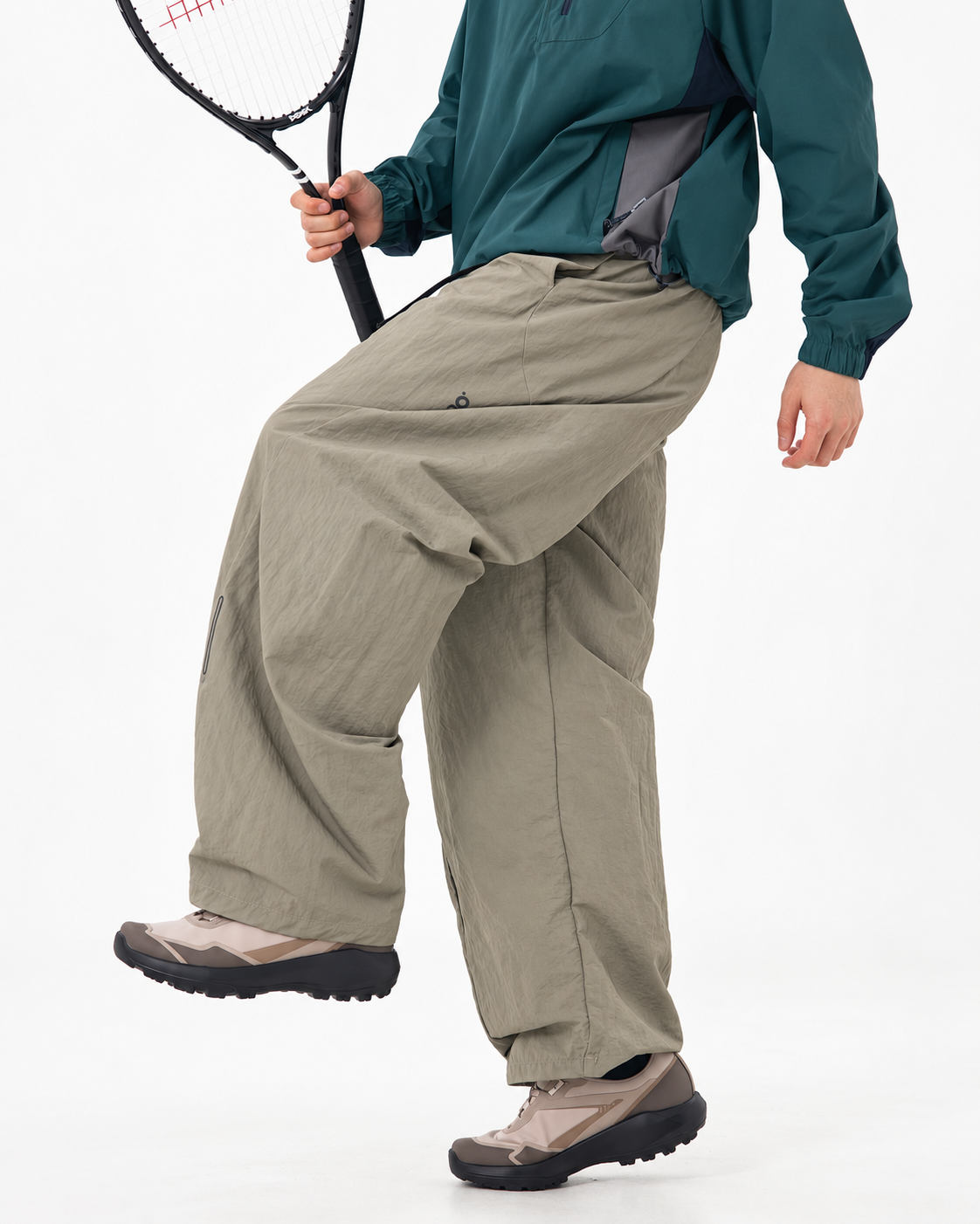 Pact Water-Repellent Parachute Cargo Trousers in Khaki, lifestyle # Colour_Khaki