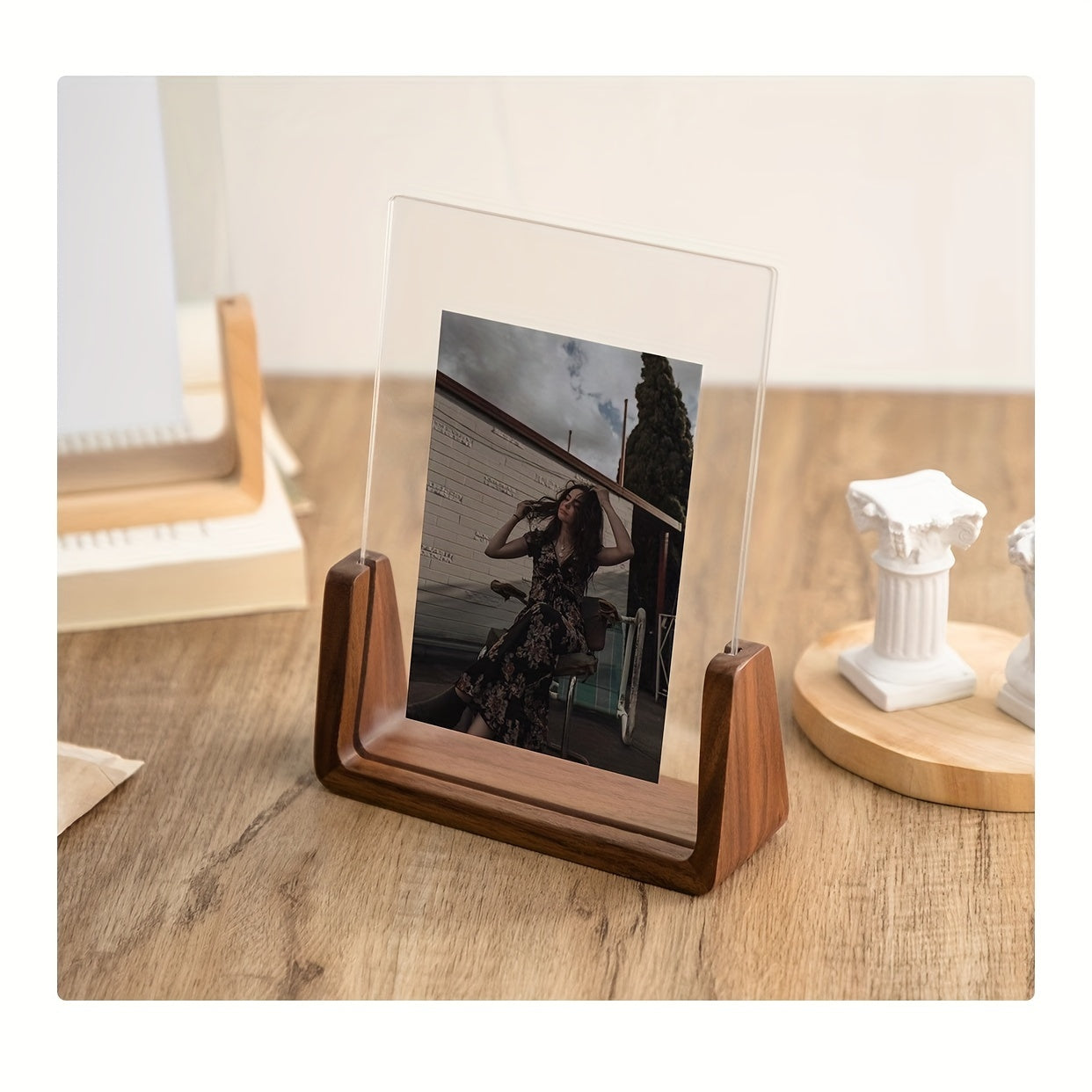 Chic U-Shaped Photo Frame | Modern Minimalist Design with Clear Acrylic & Solid Wood for Elegant Memory Display 10 | Av1780333007291129169,vG1780333007291225259,xr1780333007291320431,Jv1780333007291490513