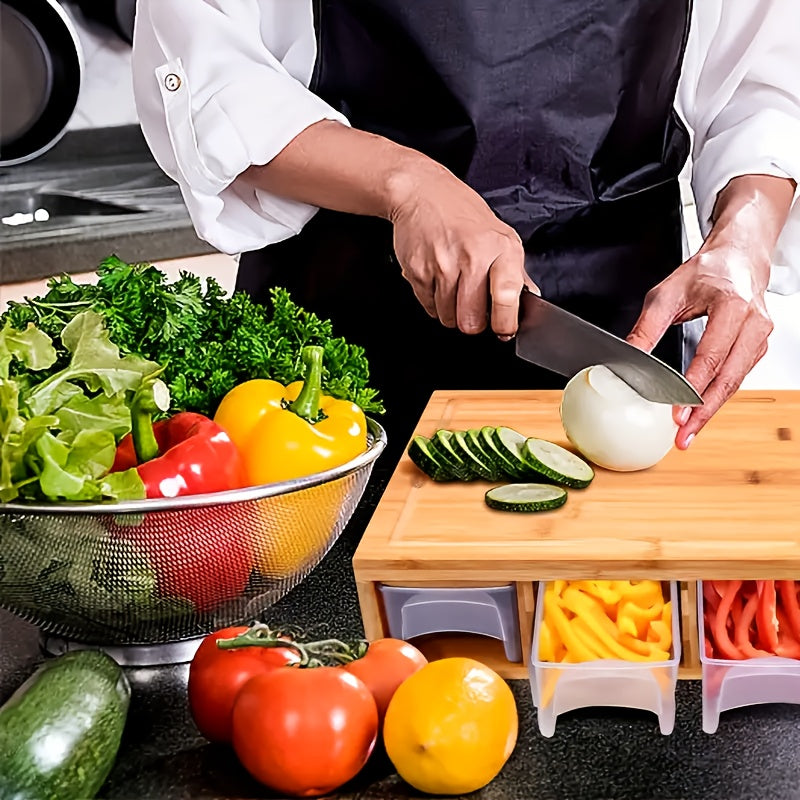 Eco-Friendly Bamboo Cutting Board Set with 4 Blades | Efficient Meal Prep Solution for Organized Cooking 3 | DH1780333007299935292