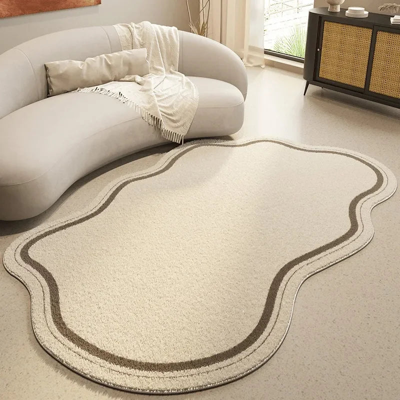 Elegant Cream Irregular Shaped Area Rug with Non-Slip Backing | Soft Texture for Modern Interiors 2 | fz1780333007280878654,sH1780333007280978172,dh1780333007281074473,Hk1780333007281181123,qD1780333007281280052,XA1780333007281388741