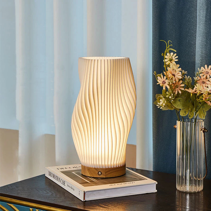 Elegant Dimmable Table Lamp with Wave Shade Design | USB-Powered Lighting for Modern Living 6 | nm1780390128204965607,ms1780390128204871956,CN1780390128204774807