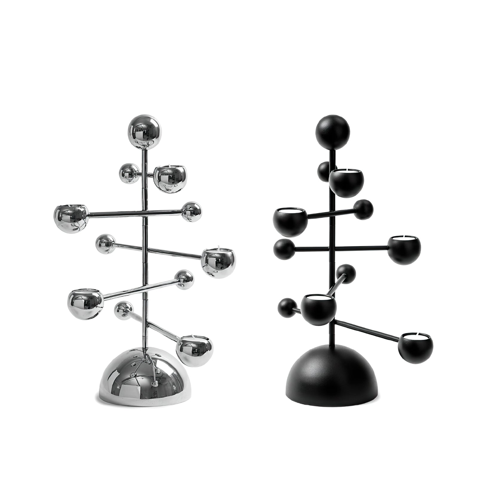 Elegant Metal Candelabra with Chrome Finish | Stylish Tabletop Accent for Indoor Decor 5 | yV1780481832140770723,Wb1780481832140859281
